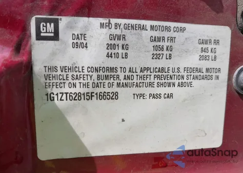 2005 Chevrolet Malibu Maxx Ls from USA, damaged, VIN 1G1ZT62815F166528